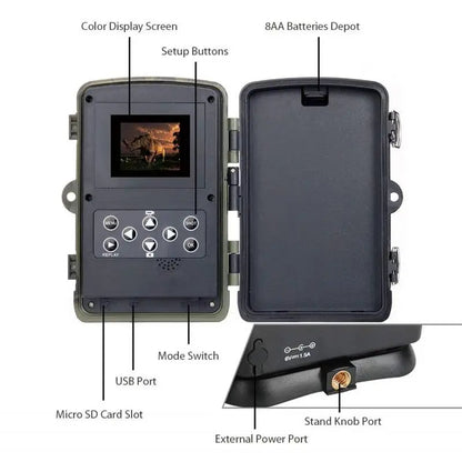Motion Sensing Trail Camera with 24MP Image Quality and Infrared Night Recording, 65ft Range
