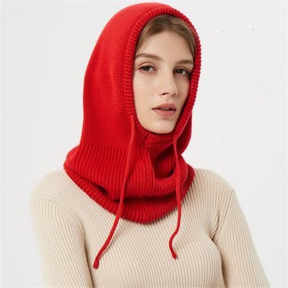 Wool Hooded Beanie with Adjustable Drawstrings and Wind Blocking Coverage
