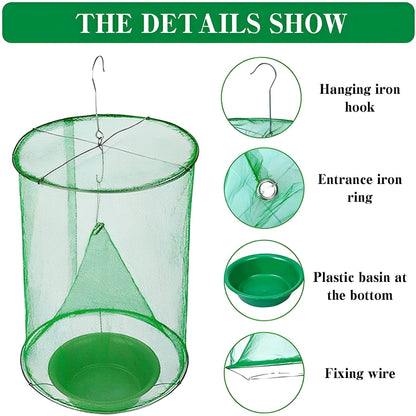 Expandable Fly Trap with Natural Bait and Funnel Entry System