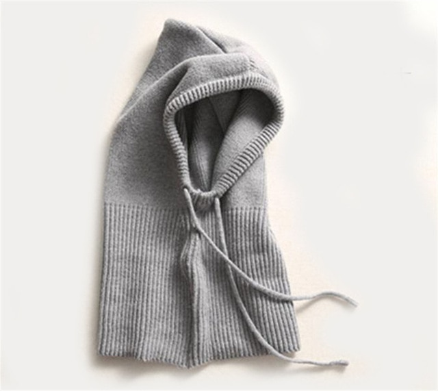 Wool Hooded Beanie with Adjustable Drawstrings and Wind Blocking Coverage