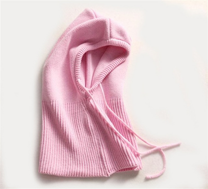Wool Hooded Beanie with Adjustable Drawstrings and Wind Blocking Coverage