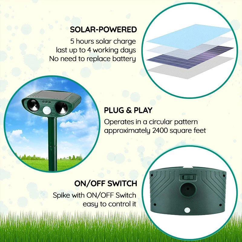 Motion Activated Armadillo Repeller with Solar Power and 30ft Detection