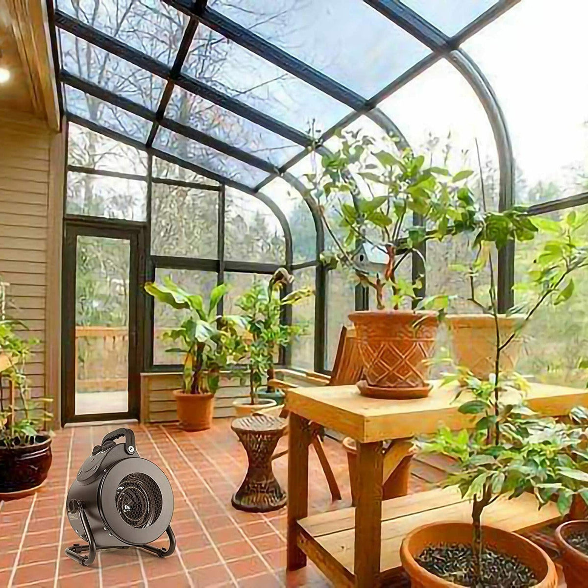 Electric Heater with Dual Fan and Thermostat Control for Greenhouse, 1500W