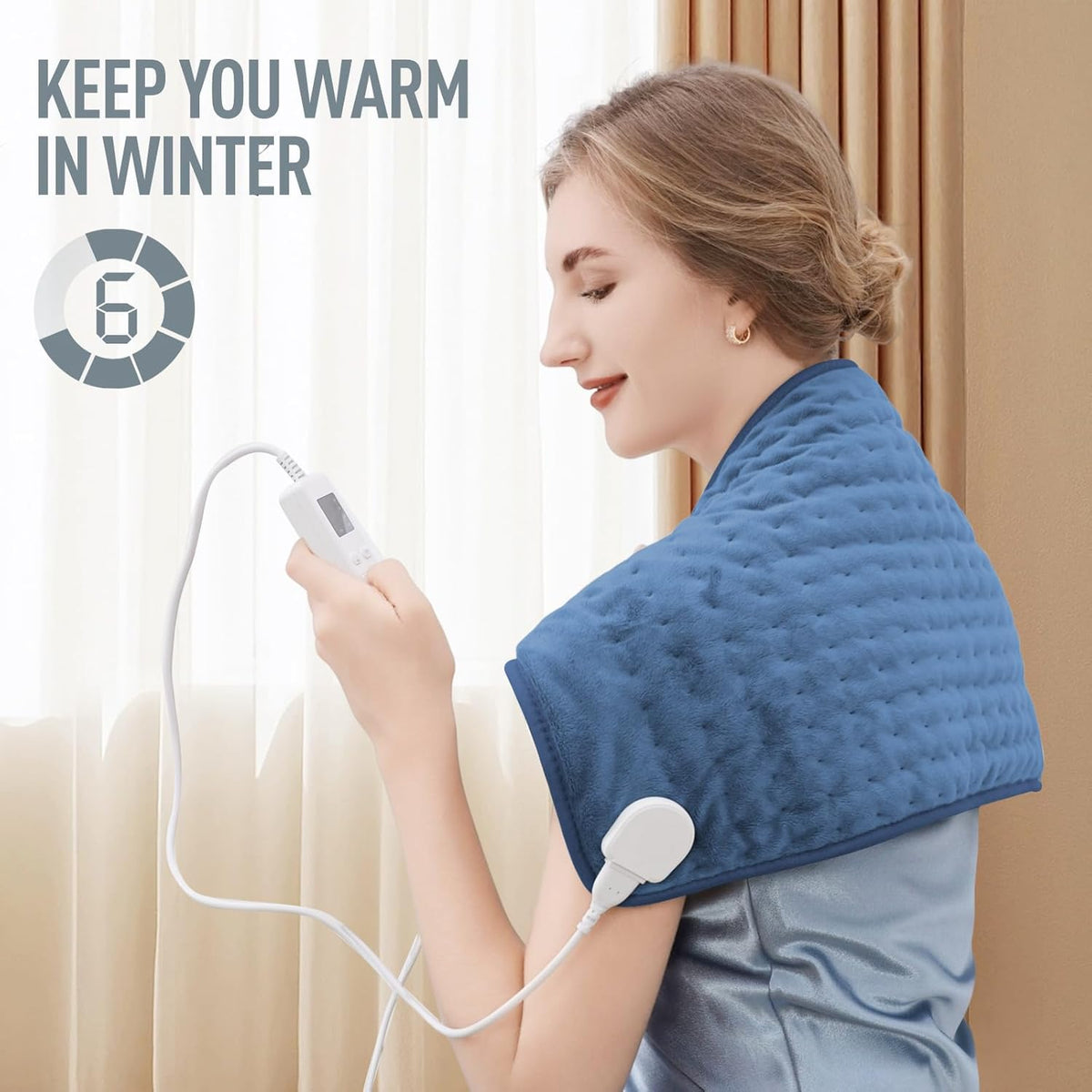 Heating Pad with Auto Shutoff Timer and Six Temperature Settings, 24x12 Inch