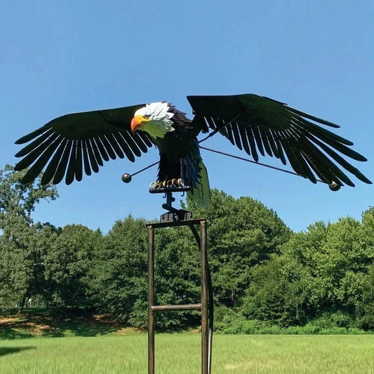 Wind Activated Metal Bird Garden Stake with Moving Wings and Bearing Joints