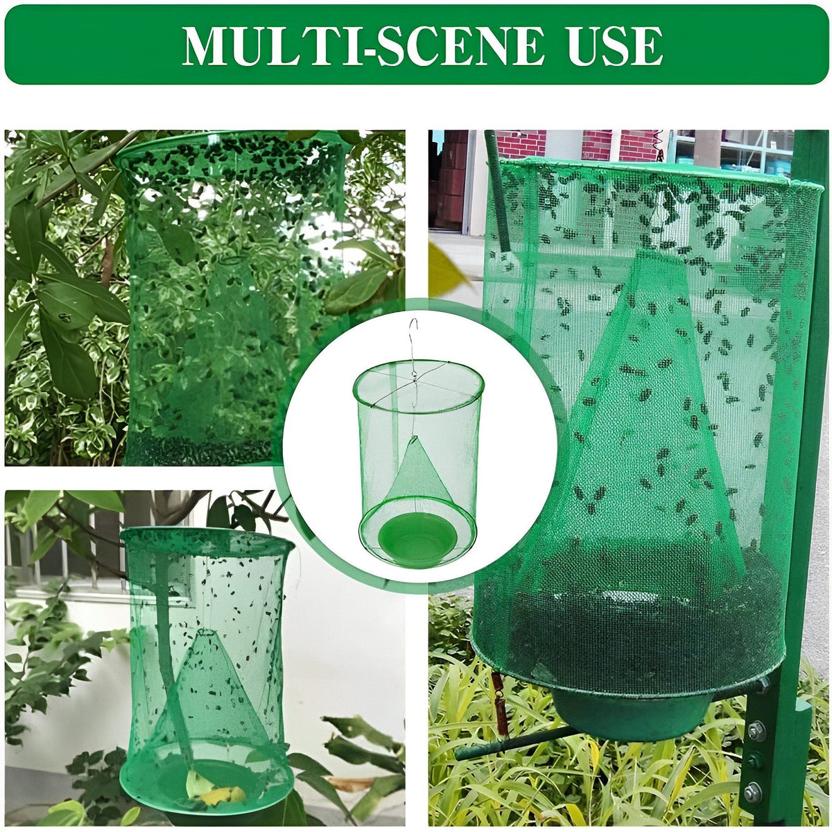 Expandable Fly Trap with Natural Bait and Funnel Entry System