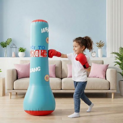 Inflatable Kids Punching Bag with Water Filled Base for Indoor and Outdoor Play in Black Or Blue