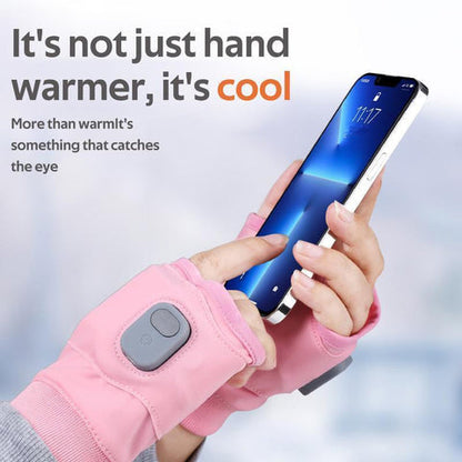 Heated Fingerless Gloves with 1800 mAh Battery, Three Heat Levels and Charging Cable in Pink or Black