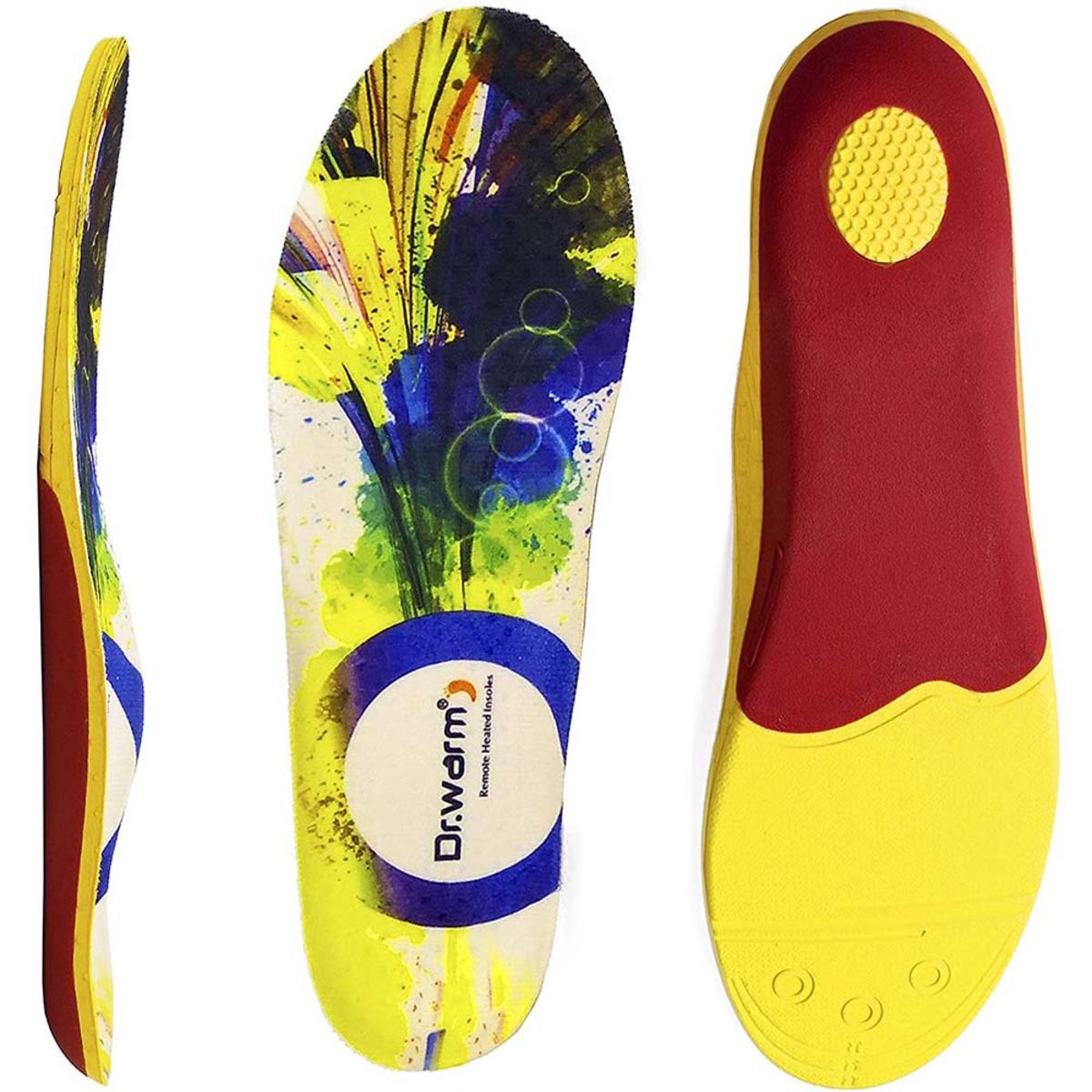 Rechargeable Heated Insoles with Wireless Remote and Contoured Arch Base for Winter Boots