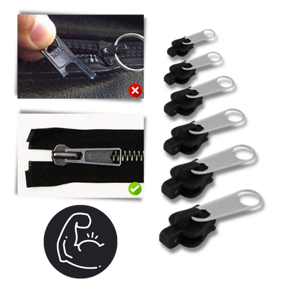 Zipper Slider Replacement Set with Aluminum Construction and Tool-Free Installation, 6 Sizes