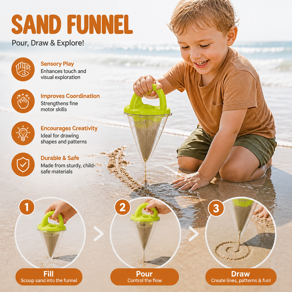 Sand Funnel Toy with Easy Grip Handle for Kids Pattern Drawing