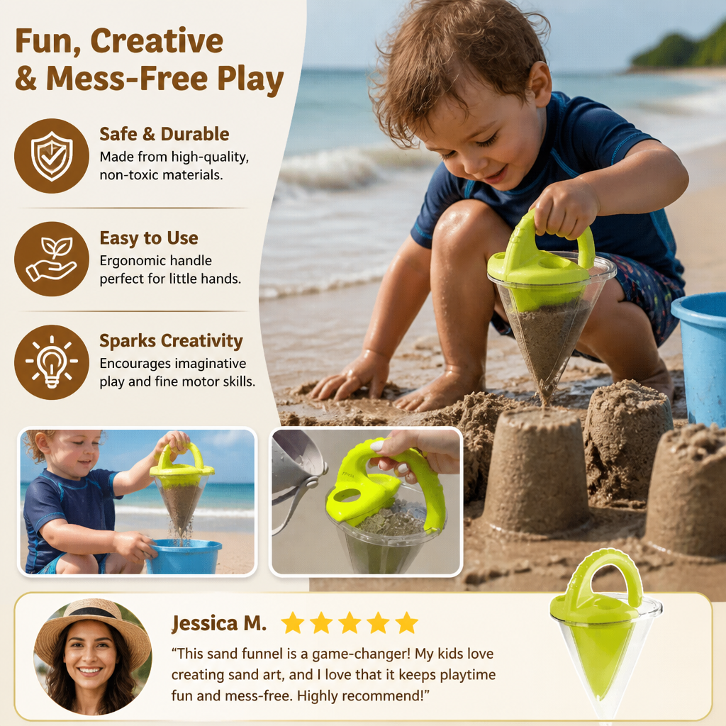 Sand Funnel Toy with Easy Grip Handle for Kids Pattern Drawing