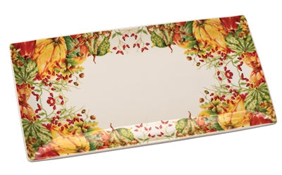 Ceramic Serving Platter with Squash Pattern, 12.25 Inch Oval