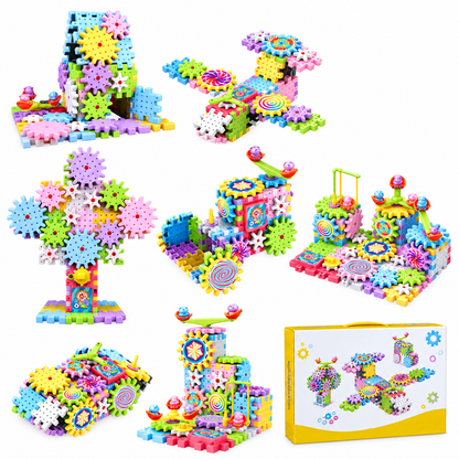 Rotating Gear Building Blocks Set with Colorful Pieces for Kids