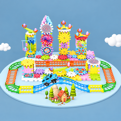 Rotating Gear Building Blocks Set with Colorful Pieces for Kids