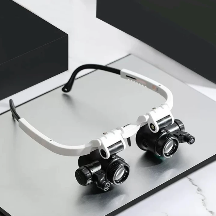 Magnifying Eyewear with Dual LED Lights and Four Interchangeable Lenses