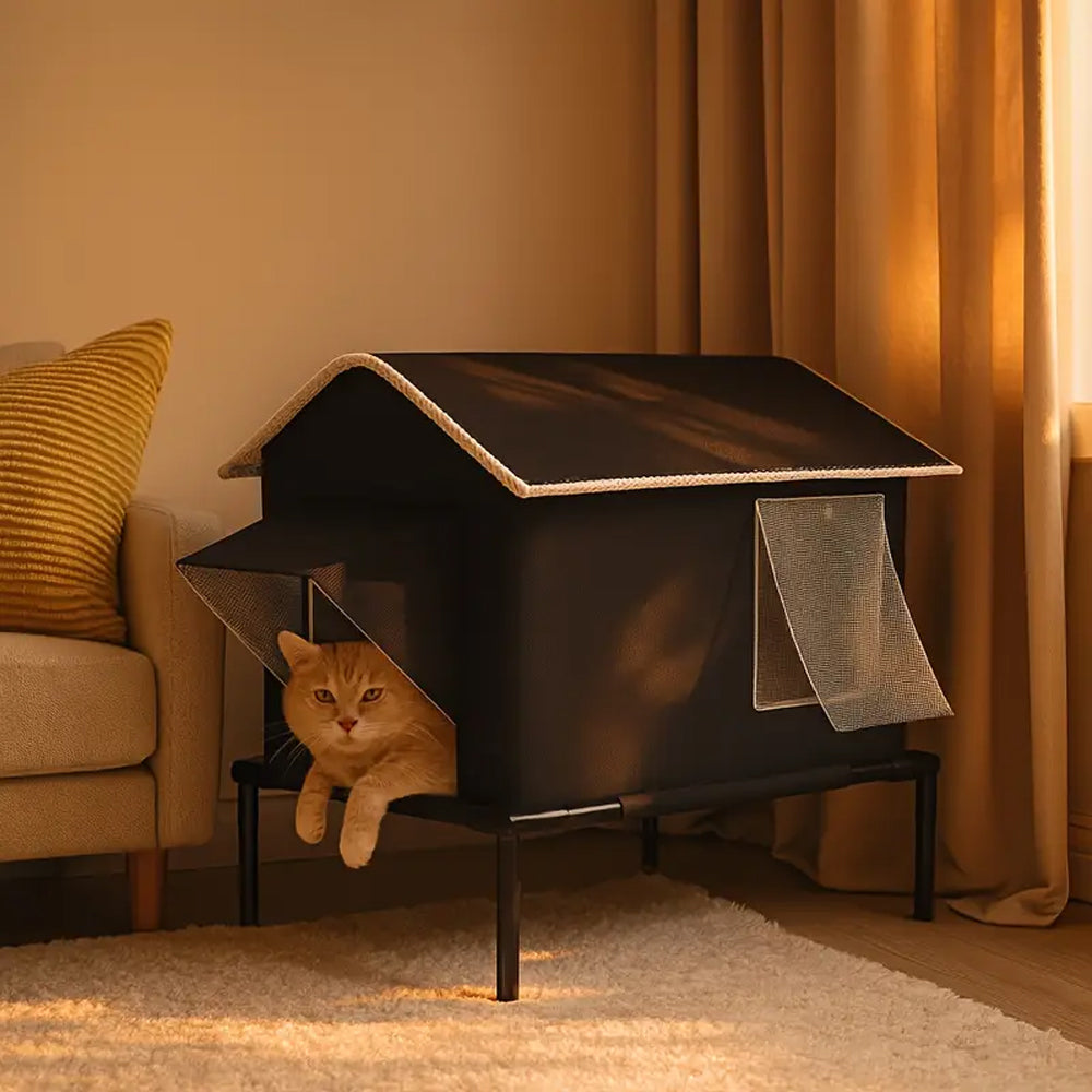 Elevated Moisture Resistant Pet Bed with Oxford Fabric and Steel Frame for Cats and Dogs