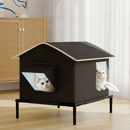 Elevated Moisture Resistant Pet Bed with Oxford Fabric and Steel Frame for Cats and Dogs