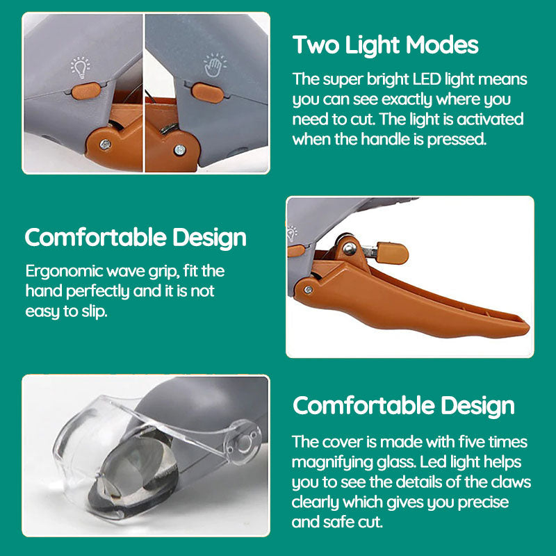 Dog Nail Clipper with LED Bloodline Detection and Safety Guard