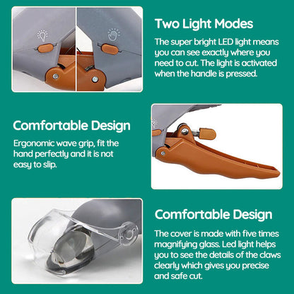 Dog Nail Clipper with LED Bloodline Detection and Safety Guard