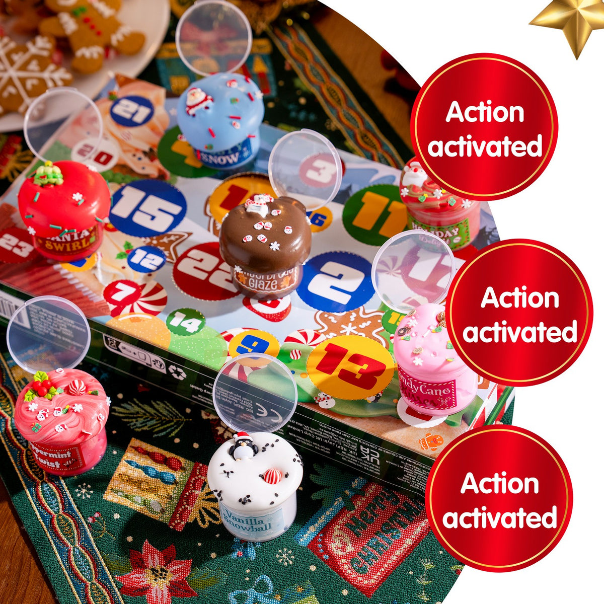 Christmas Slime Advent Calendar with 8 Dessert Jars and 16 Charms and Sprinkles