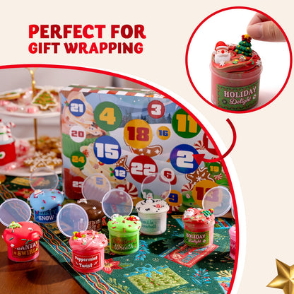 Christmas Slime Advent Calendar with 8 Dessert Jars and 16 Charms and Sprinkles