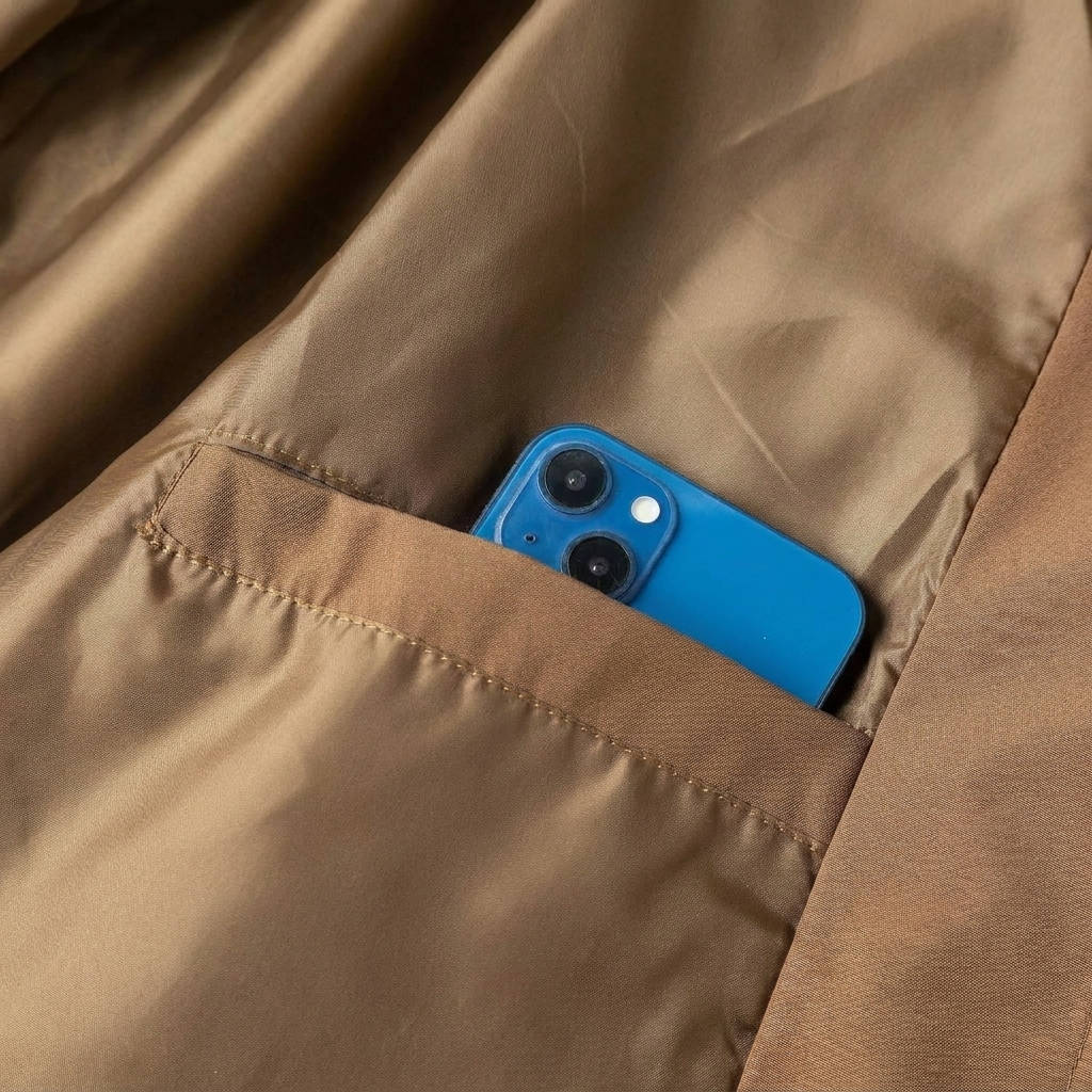 Men's Bomber Jacket with Metal Zipper, Rib Knit Collar and Matte Wind-Resistant Finish