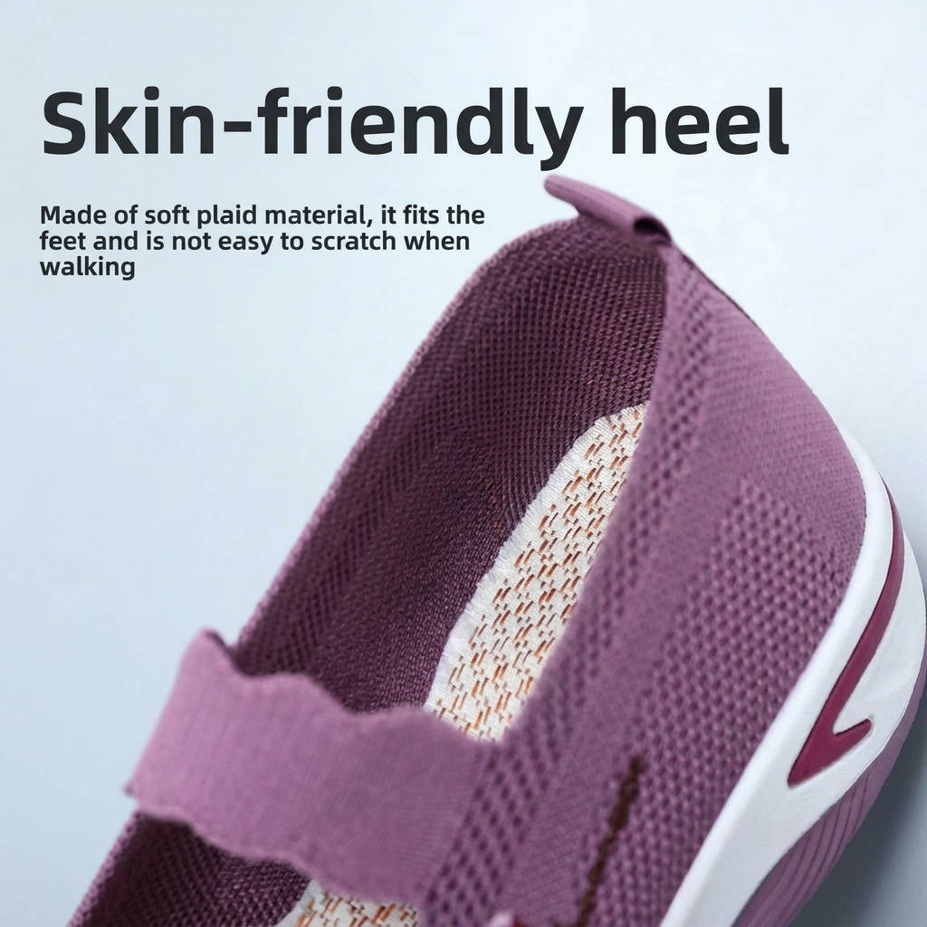 Women's Breathable Mesh Mary Jane Sneakers with Elastic Instep Strap and Textured Tread Sole