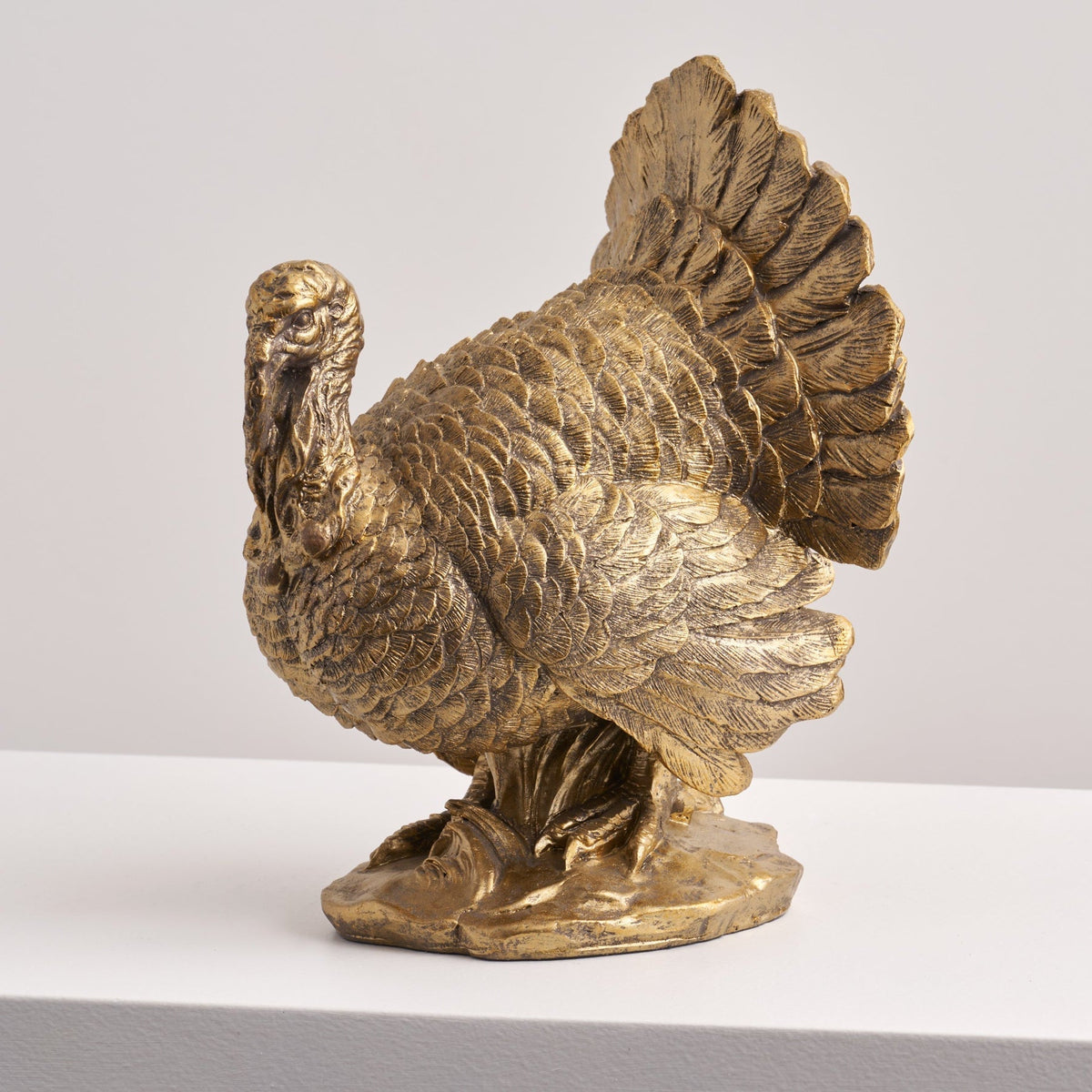 Turkey Centerpiece with Bronzed Finish and Polyresin Construction, 10 Inches