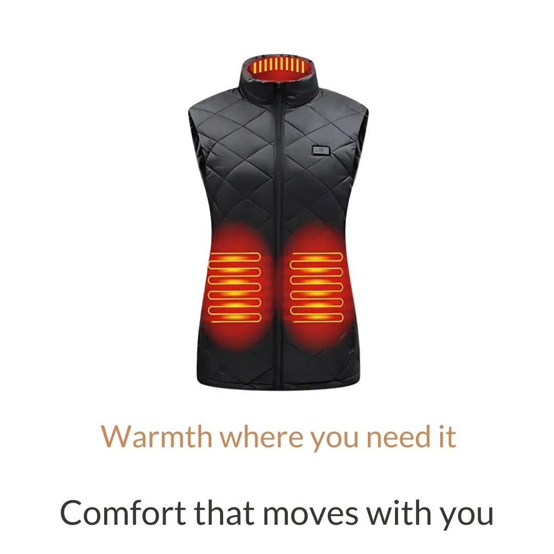 Women's Heated Gilet with Nine Zone Heat Distribution and Power Bank Compatibility, 10 Hour Runtime