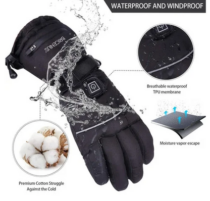 Rechargeable Heated Gloves with Three Heat Settings, Nylon and Synthetic Leather Shell and One Size Fit