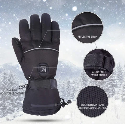 Rechargeable Heated Gloves with Three Heat Settings, Nylon and Synthetic Leather Shell and One Size Fit