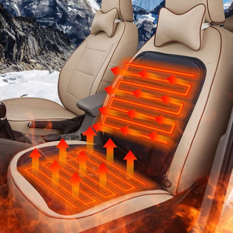 Heated Car Seat Pad with 12V Plug, Full Back Coverage and Quick Warm Up for Cold Mornings