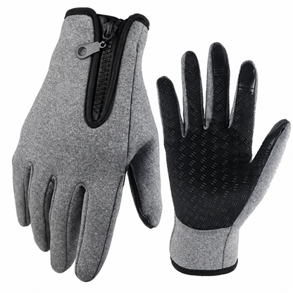 Touchscreen Winter Gloves with Silicone Palm Grip and Zippered Wrist Cuff