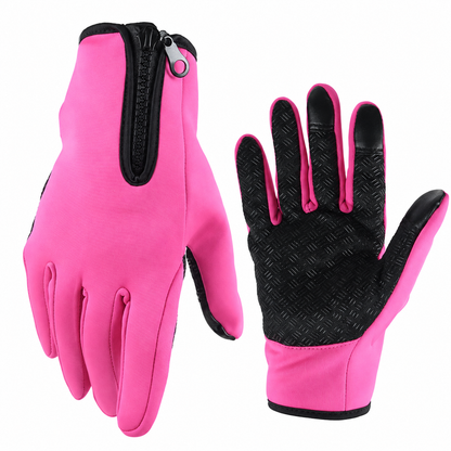 Touchscreen Winter Gloves with Silicone Palm Grip and Zippered Wrist Cuff