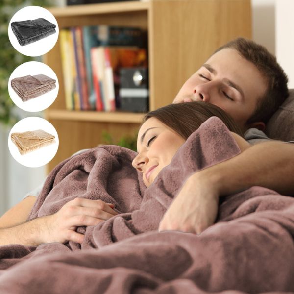 Cable Powered Flannel Heated Blanket 63 by 33 Inches for Bed, Home and Office in Three Colors