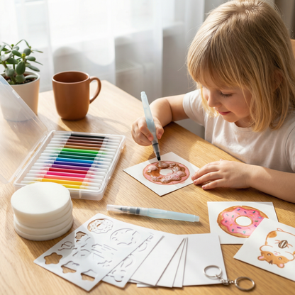 Washable Sponge Stamping Craft Kit with Bubble Texture Tools and Paint Colors for Kids