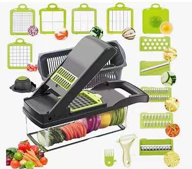 Multi Blade Vegetable Slicer with 18 Cutting Functions and Collection Container