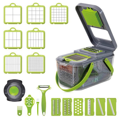 Multi Blade Vegetable Slicer with 18 Cutting Functions and Collection Container