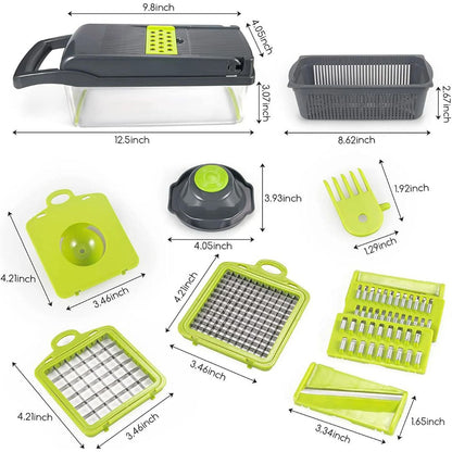 Multi Blade Vegetable Slicer with 18 Cutting Functions and Collection Container