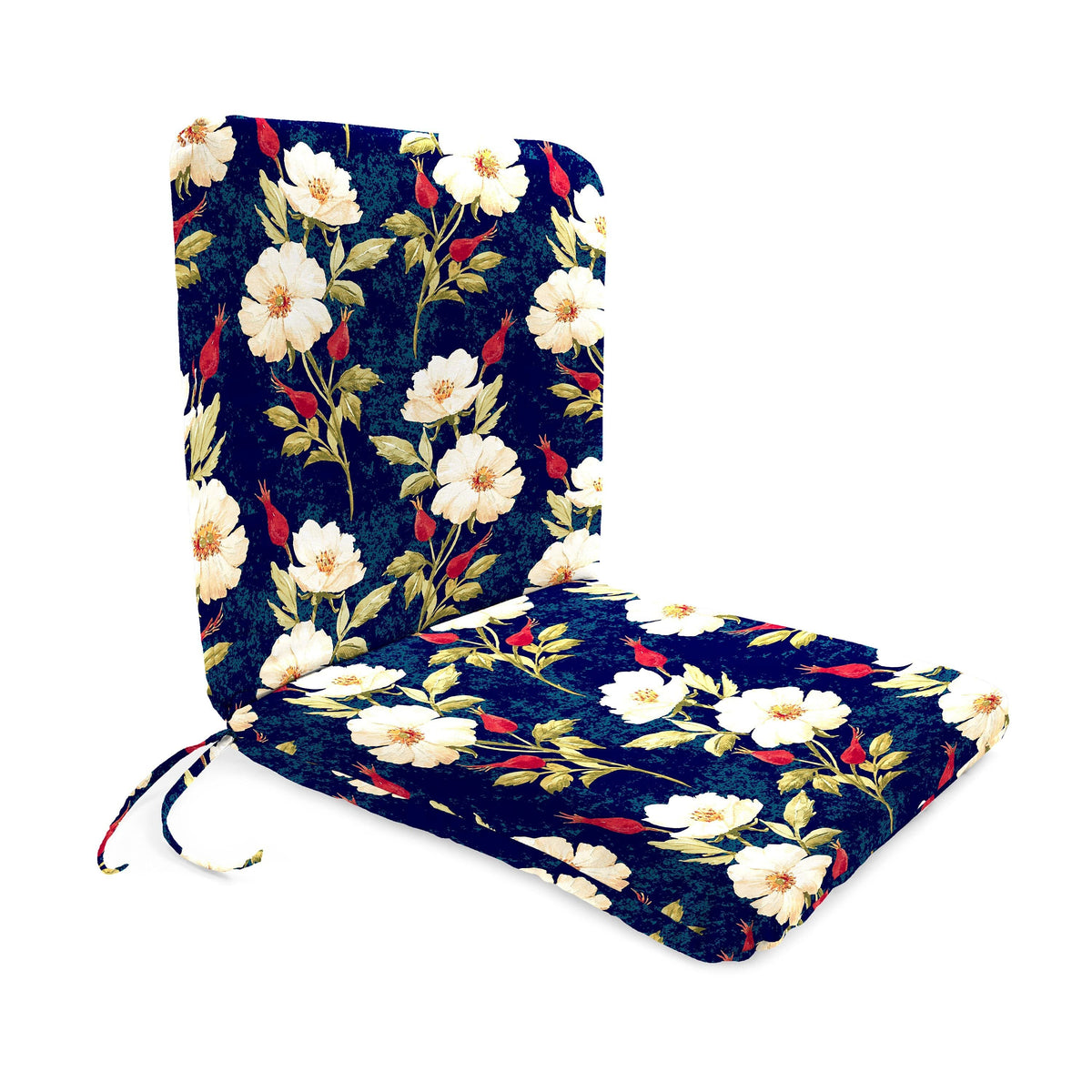 Outdoor Patio Chair Cushion 19 Inch with Polyester Fabric and Attached Ties