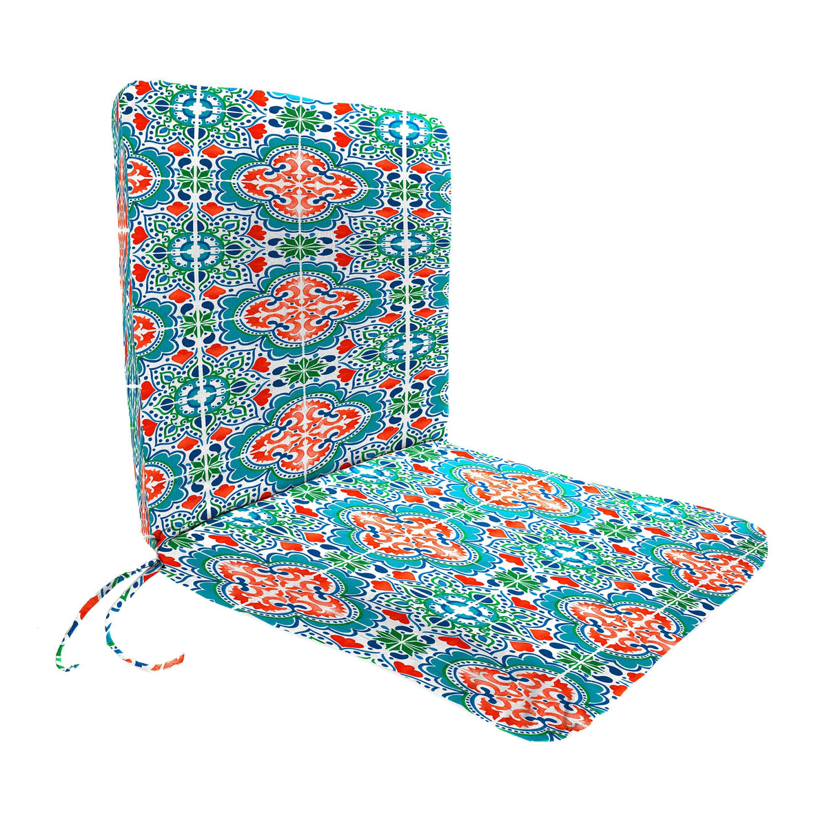 Outdoor Patio Chair Cushion 19 Inch with Polyester Fabric and Attached Ties