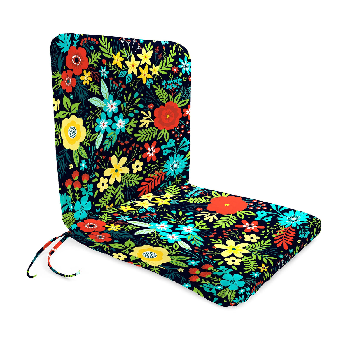 Outdoor Patio Chair Cushion 19 Inch with Polyester Fabric and Attached Ties
