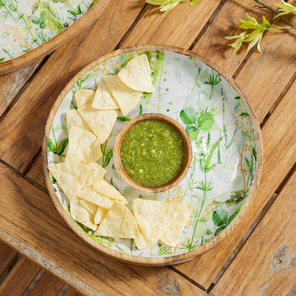 Round Chip and Dip Platter with Built in Center Section, 13.5 Inches