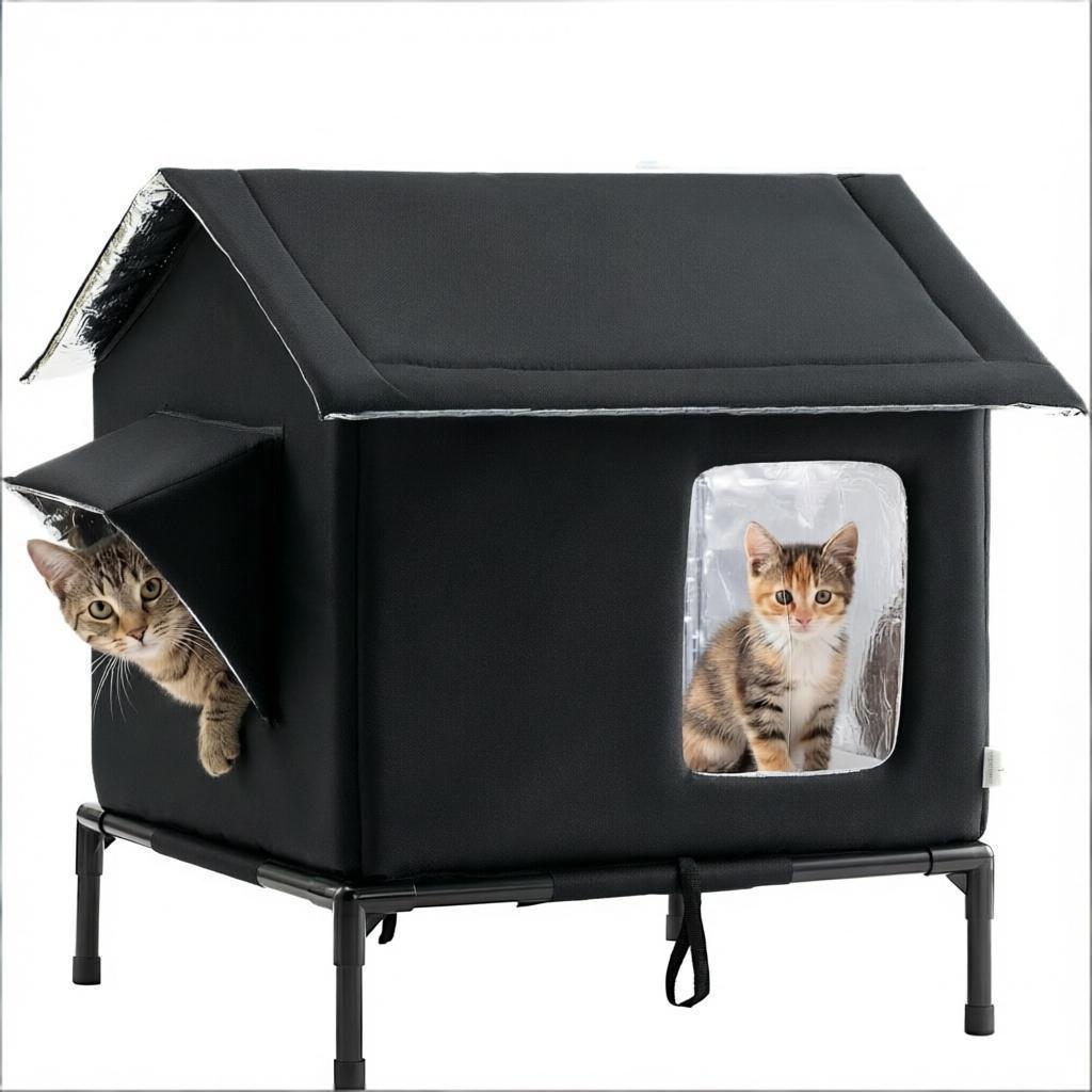 Elevated Moisture Resistant Pet Bed with Oxford Fabric and Steel Frame for Cats and Dogs