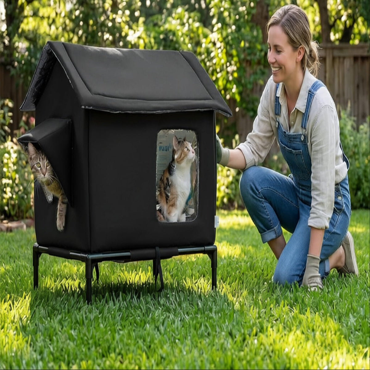 Elevated Moisture Resistant Pet Bed with Oxford Fabric and Steel Frame for Cats and Dogs
