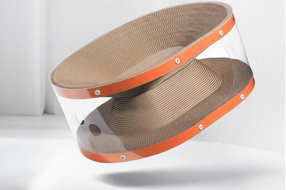 Double Layer Cardboard Cat Scratcher with Nest Style Resting Area for Indoor Cats