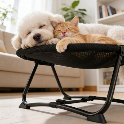 Foldable Elevated Pet Bed with Breathable Mesh and Iron Frame for Cats and Small Dogs