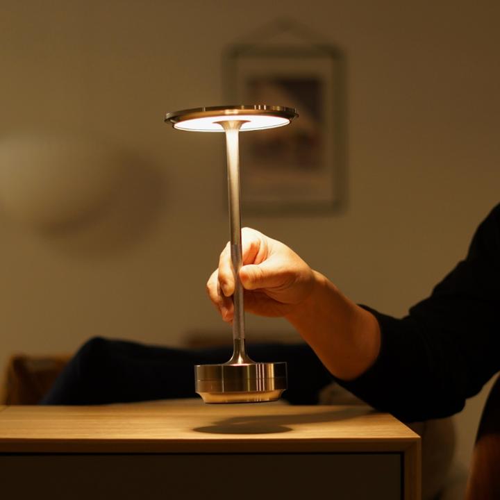 Rechargeable Metal Desk Lamp with Four Brightness Levels and Touch Control
