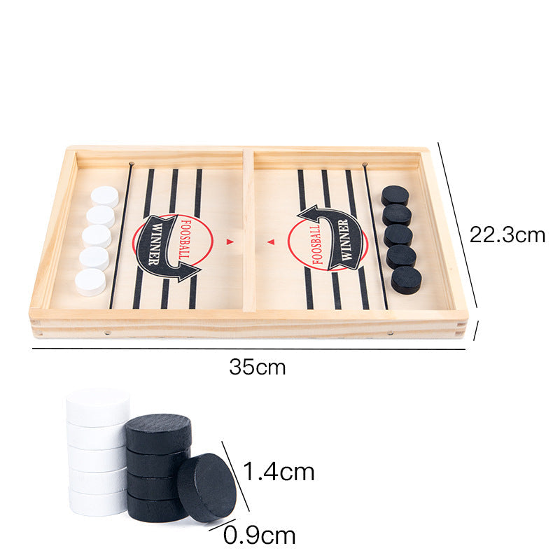 Wooden Fast Sling Puck Board Game with Elastic Band Launchers